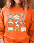 Fall Girly Doodle Graphic Fleece Sweatshirts