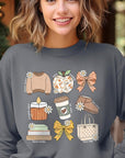 Fall Girly Doodle Graphic Fleece Sweatshirts