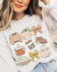 Fall Girly Doodle Graphic Fleece Sweatshirts