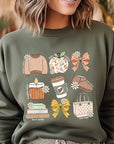 Fall Girly Doodle Graphic Fleece Sweatshirts