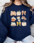 Fall Girly Doodle Graphic Fleece Sweatshirts