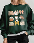 Fall Girly Doodle Graphic Fleece Sweatshirts