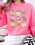 Fall Girly Doodle Graphic Fleece Sweatshirts