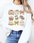 Fall Girly Doodle Graphic Fleece Sweatshirts