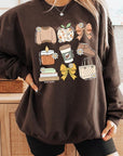 Fall Girly Doodle Graphic Fleece Sweatshirts