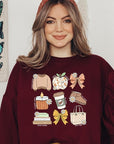 Fall Girly Doodle Graphic Fleece Sweatshirts