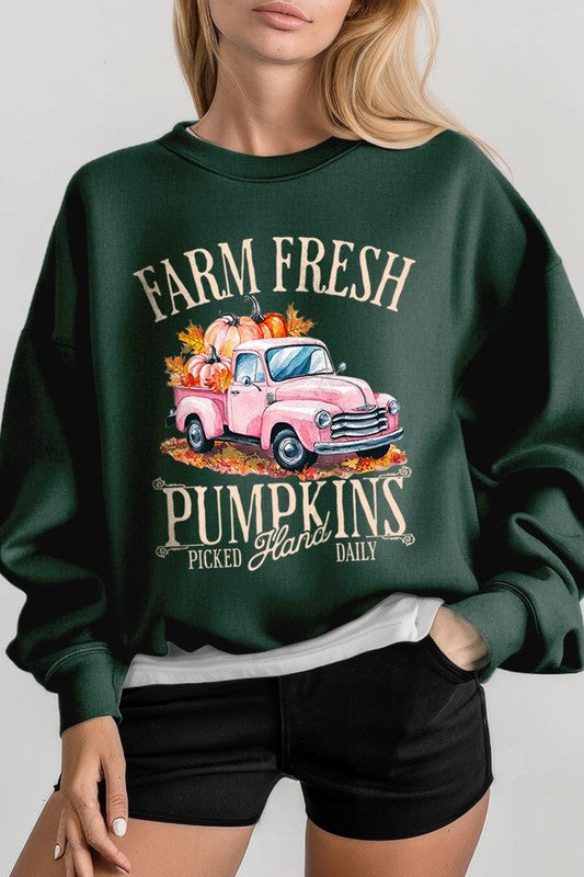 Farm Fresh Pumpkins Truck Fleece Sweatshirts