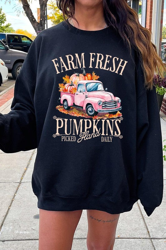 Farm Fresh Pumpkins Truck Fleece Sweatshirts