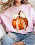 Coquette Bow Halloween Pumpkin Fleece Sweatshirts