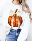 Coquette Bow Halloween Pumpkin Fleece Sweatshirts