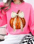 Coquette Bow Halloween Pumpkin Fleece Sweatshirts