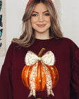 Coquette Bow Halloween Pumpkin Fleece Sweatshirts