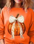 Coquette Bow Halloween Pumpkin Fleece Sweatshirts