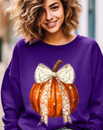 Coquette Bow Halloween Pumpkin Fleece Sweatshirts