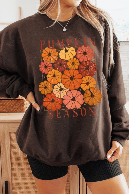 Pumpkin Season Boho Graphic Fleece Sweatshirts