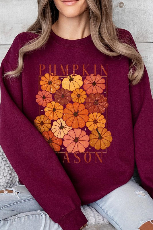 Pumpkin Season Boho Graphic Fleece Sweatshirts