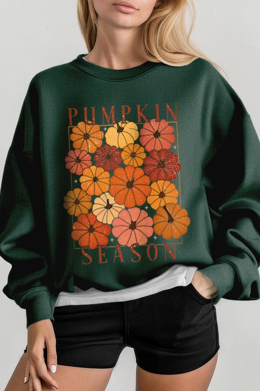 Pumpkin Season Boho Graphic Fleece Sweatshirts