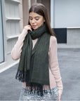 Geometric Print Scarf With Fringe