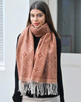 Geometric Print Scarf With Fringe