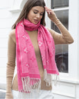 Geometric Print Scarf With Fringe