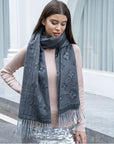 Geometric Print Scarf With Fringe