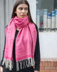 Double C Pattern Scarf with Fringe