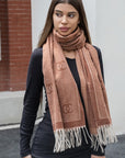 Double C Pattern Scarf with Fringe