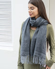 Double C Pattern Scarf with Fringe