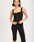 Emory Park Sleeveless Top with Button Up Detail