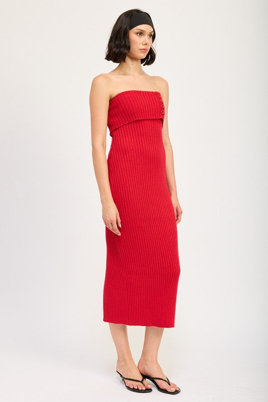 Emory Park Fold Over Ribbed Tube Dress