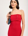 Emory Park Fold Over Ribbed Tube Dress