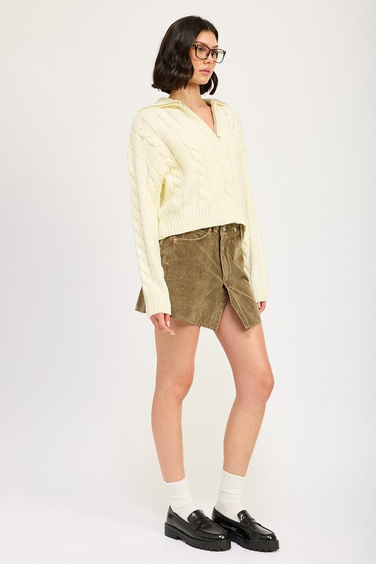 Emory Park | Cable Knit Sweater with Half Zip