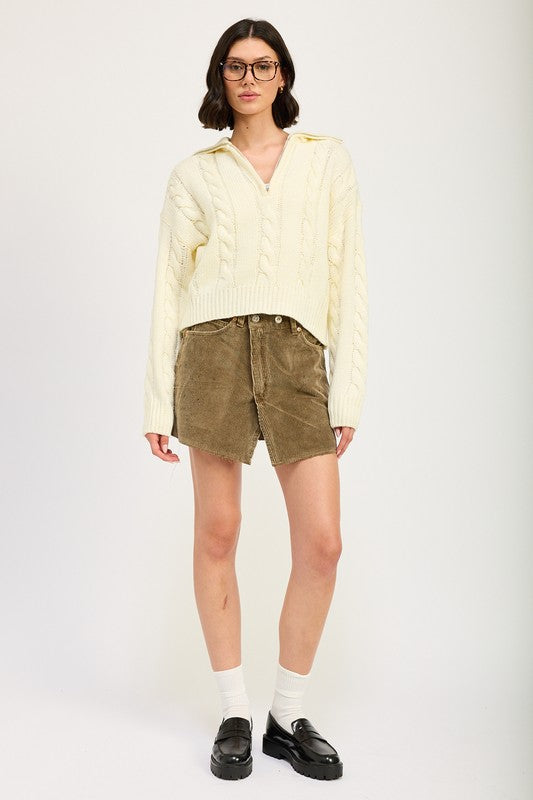 Emory Park | Cable Knit Sweater with Half Zip