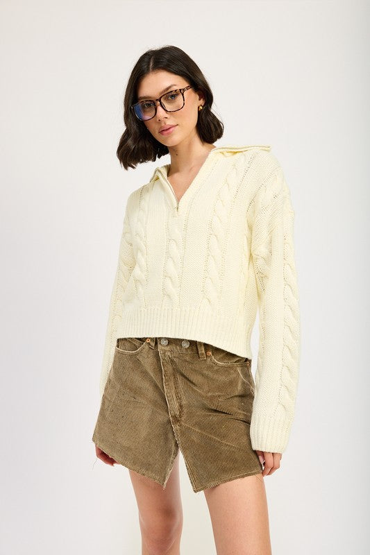 Emory Park | Cable Knit Sweater with Half Zip