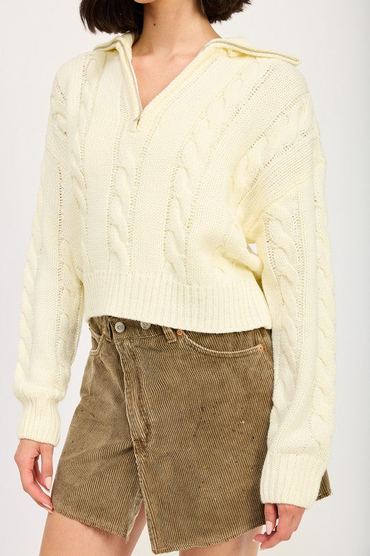 Emory Park | Cable Knit Sweater with Half Zip