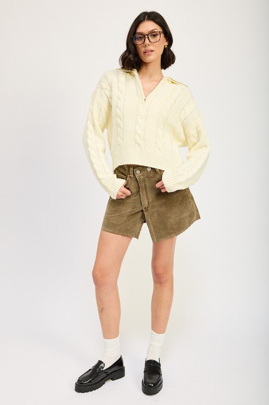 Emory Park | Cable Knit Sweater with Half Zip