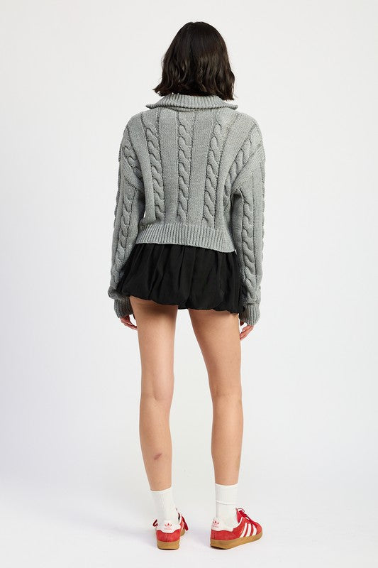 Emory Park | Cable Knit Sweater with Half Zip
