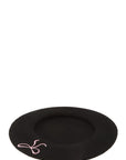 Solid Wool Beret with Ribbon Embroidered