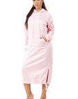 Light Pink Fashion Long Maxi Hoodie Dress by Claude