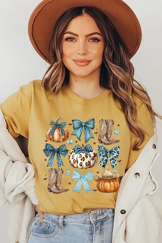 Turquoise Bow Western Fall Graphic Tee