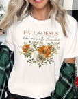 Fall For Jesus He Never Leaves Graphic Tee