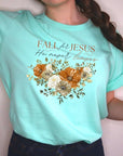 Fall For Jesus He Never Leaves Graphic Tee