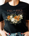 Fall For Jesus He Never Leaves Graphic Tee