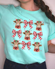 Christmas Highland Cow Graphic Tee