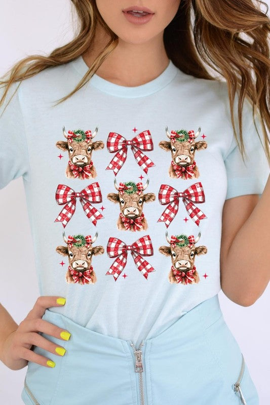 Christmas Highland Cow Graphic Tee