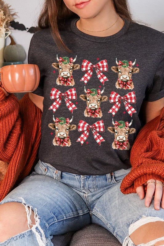 Christmas Highland Cow Graphic Tee