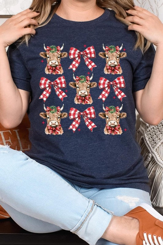 Christmas Highland Cow Graphic Tee