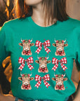 Christmas Highland Cow Graphic Tee