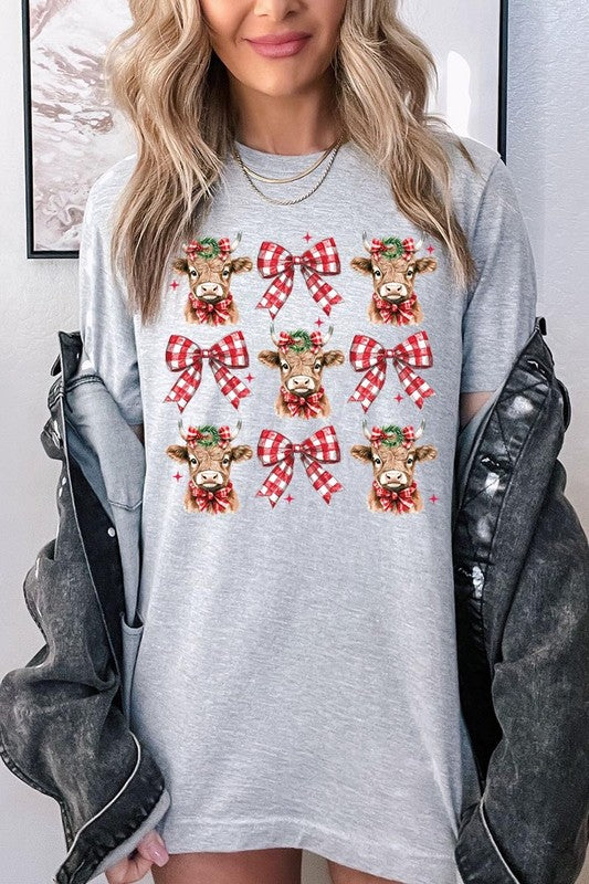 Christmas Highland Cow Graphic Tee