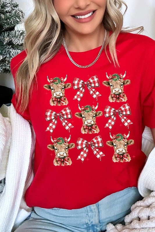 Christmas Highland Cow Graphic Tee